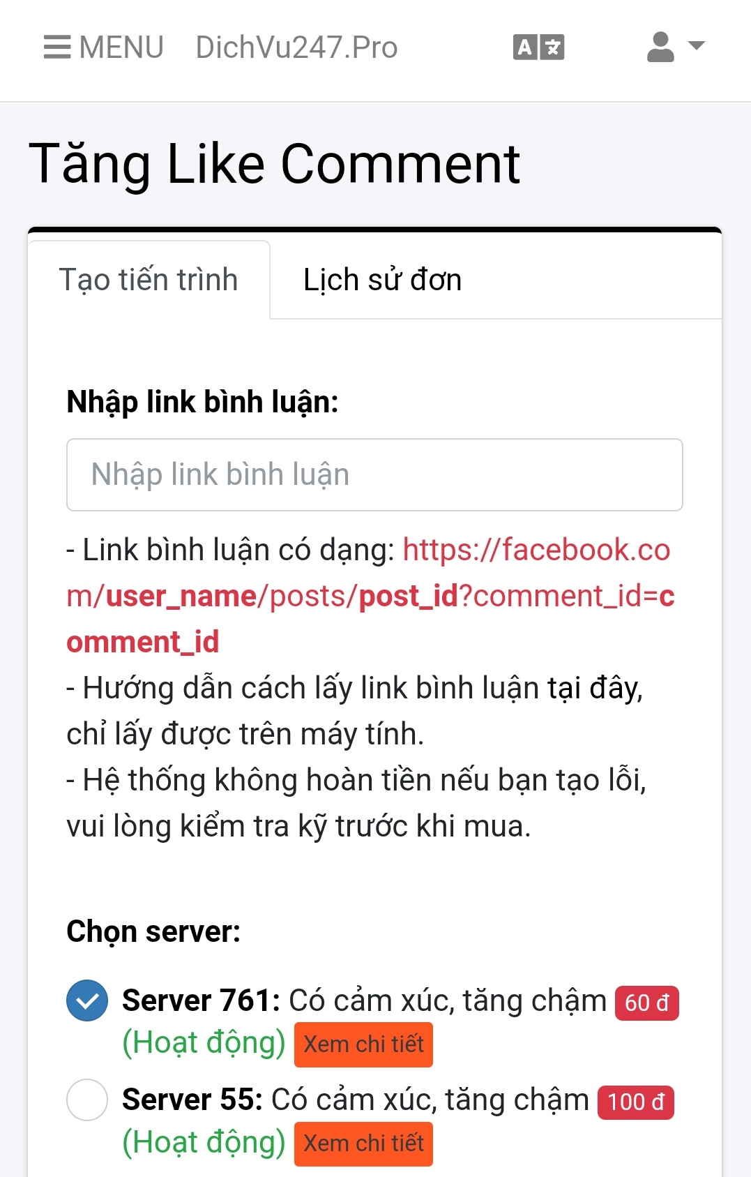 hack like binh luan facebook