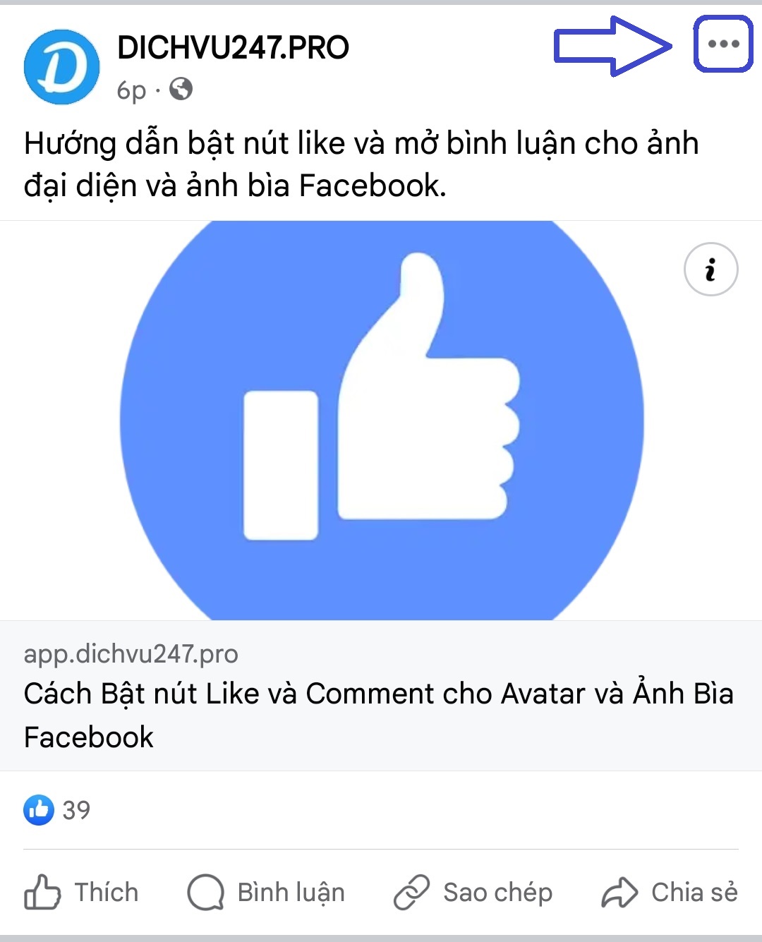 huong dan lay link bai viet fb 1