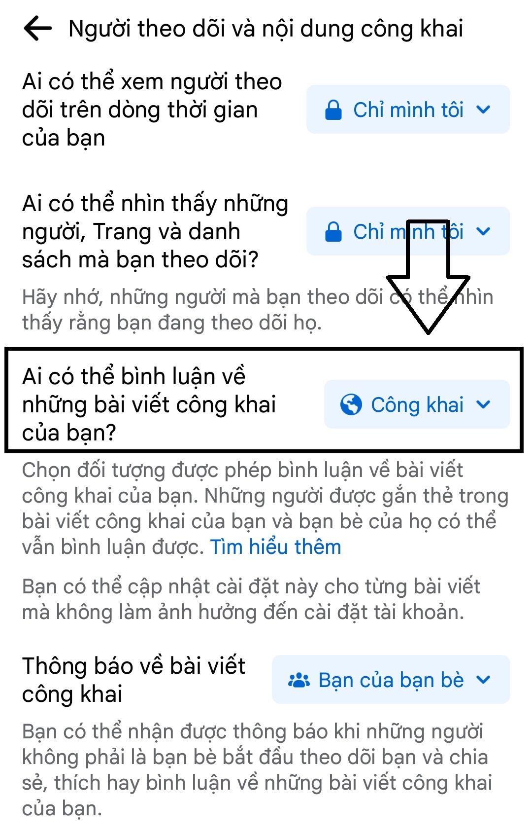 mo cong khai binh luan facebook