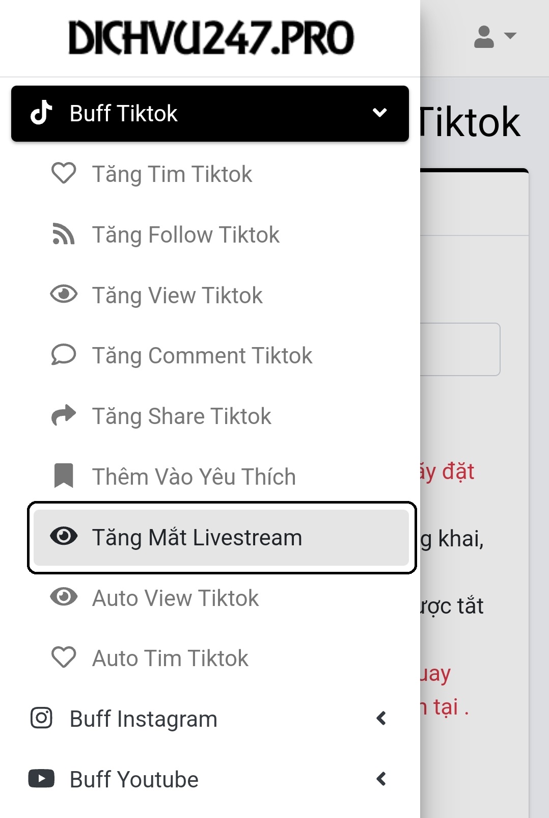 tang mat livestream tiktok